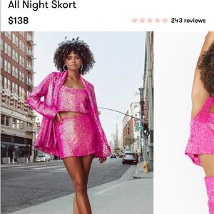 Show Me Your Mumu All Night Pink Sequin Skort Size Small